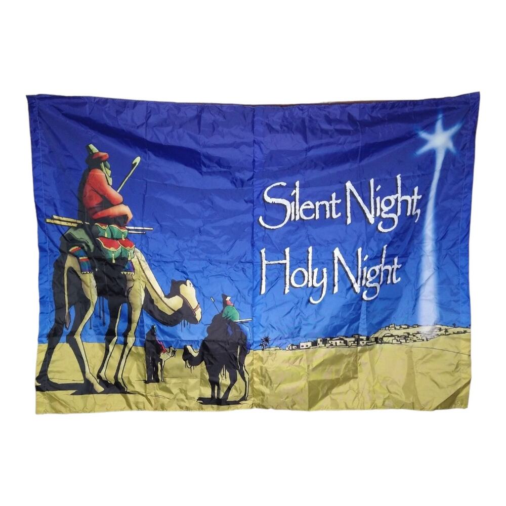 Large Christmas Banner Flag 64x47 "Silent Night Holy Night " Porch Garage Yard